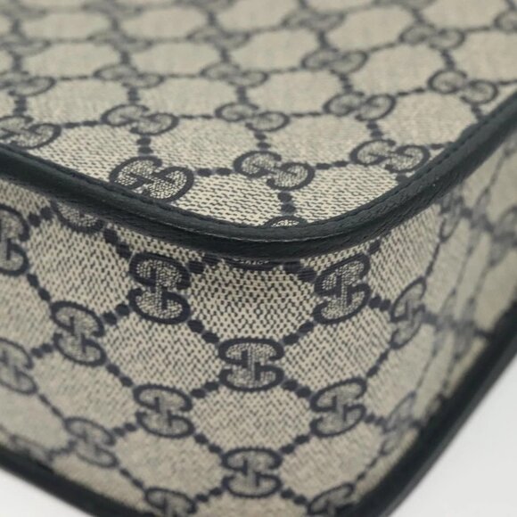 GUCCI GG Supreme Sherry Line Shoulder Bag PVC Navy Gold 001 113 0551 Auth SW1462 - Picture 5 of 16